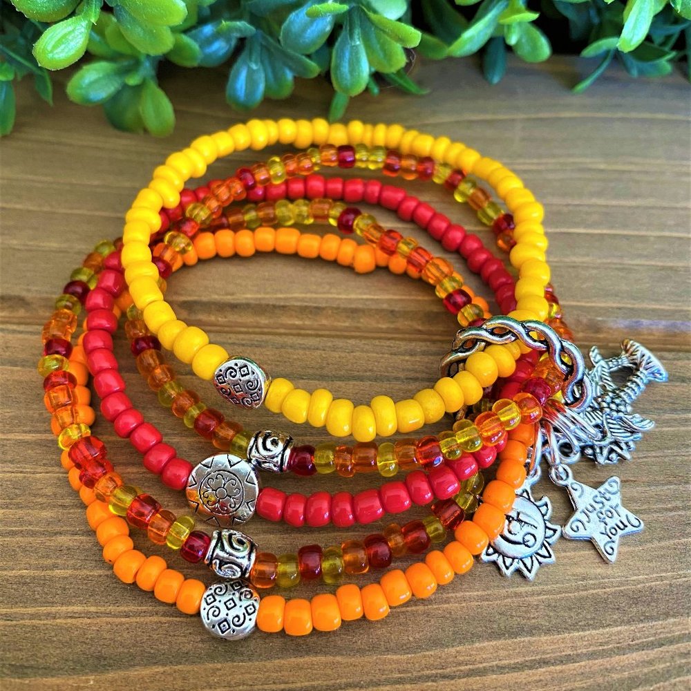 New Stack of 5 Boho Bracelets Southwest Colors - Picture 6 of 6
